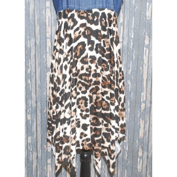 NWT Boutique Denim & Cheetah Print Vest Western Duster Sleeveless Jacket Size S - Picture 5 of 10